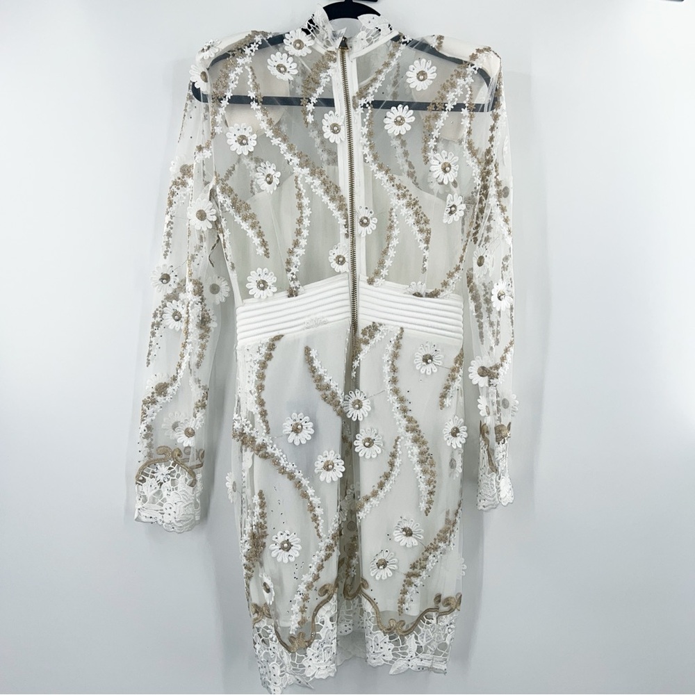 Zhivago NWT Raise Your Hand Embellished Mini Dress in White size 8 - Picture 4 of 10